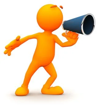 3d guy: yelling with a megaphone Stock Illustration