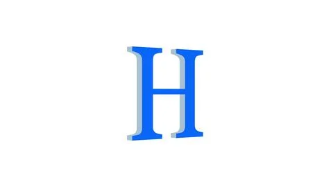 3d H letter logo loopable rotated blue color white background Stock Illustration