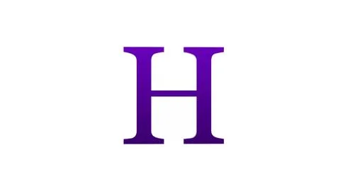 3d H letter logo loopable rotated purple color white background Illustrazione stock