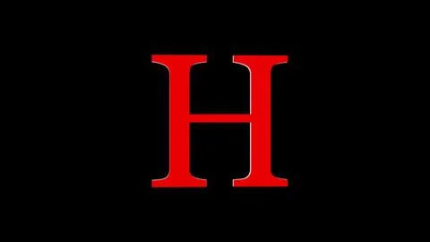 3d H letter logo loopable rotated red color black background Stock Illustration