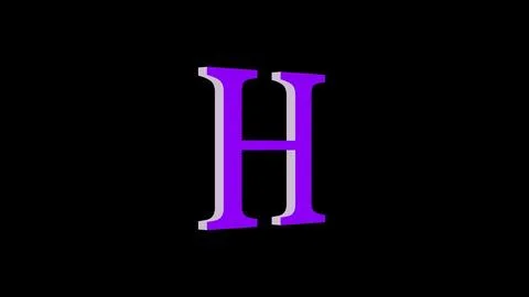 3d H letter logo loopable purple color black background Illustrazione stock