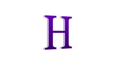 3d H letter logo loopable purple color white background Illustrazione stock