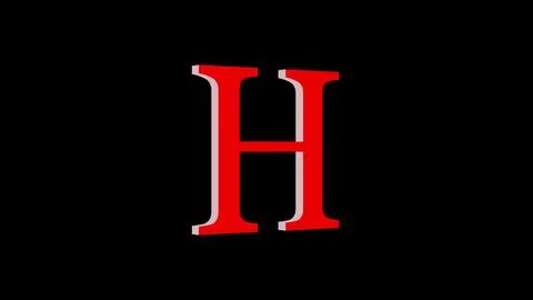 3d H letter logo loopable red color black background Stock Illustration