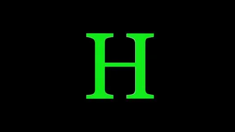 3d H letter logo loopable rotated green color black background Stock Illustration