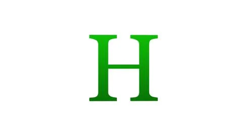 3d H letter logo loopable rotated green color white background Illustrazione stock