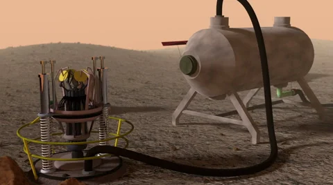 3d Habitat Scene, A small settlement on an alien planet Stock Footage 45297859