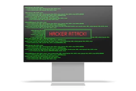 3D hacker attack concept - computer monitor Illustrazione stock