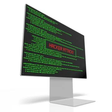 3D hacker attack concept - computer monitor Illustrazione stock