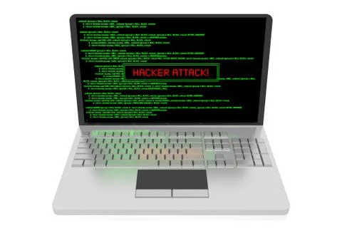 3D hacker attack concept - laptop Illustrazione stock