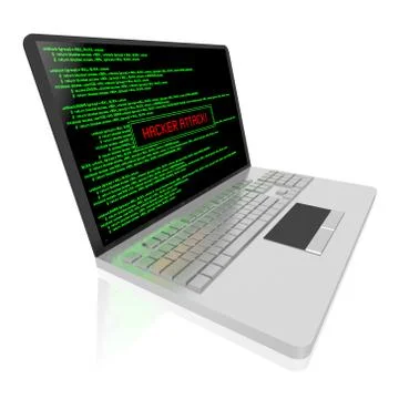 3D hacker attack concept - laptop Illustrazione stock