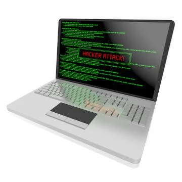 3D hacker attack concept - laptop Illustrazione stock