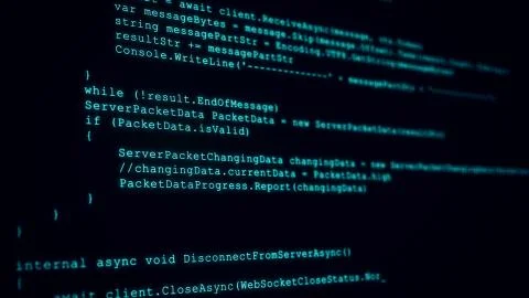 3D Hacking code data flow stream on black. Screen with typing coding symbols Stock Illustration