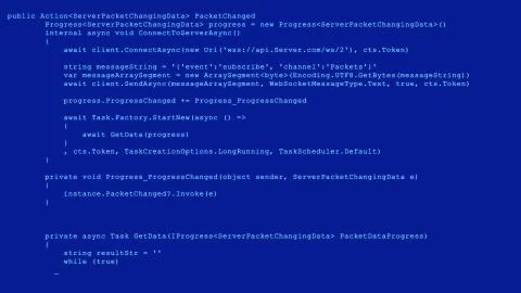 3D Hacking code data flow stream on blue. Screen with typing coding symbols 库存插图