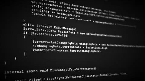 3D Hacking code data flow stream on black. Screen with typing coding symbols 스톡 일러스트