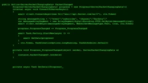 3D Hacking code data flow stream on green. Screen with typing coding symbols Stock Illustration