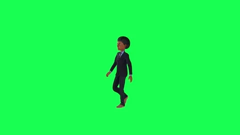 3d half-breed boy in formal suit walking isolated chroma key right angle Stock-Footage 259823952