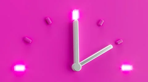 3D half clock time 2'o Clock with Silver hands isolated on a pink background Stock Photos