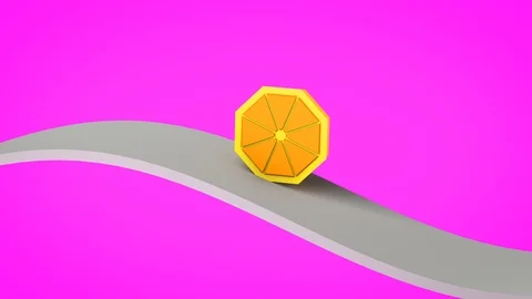 3D Half Orange Loop - Neon Pink Stock Footage 124388450