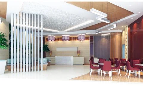 3d hall rendering, reception room Illustrazione stock