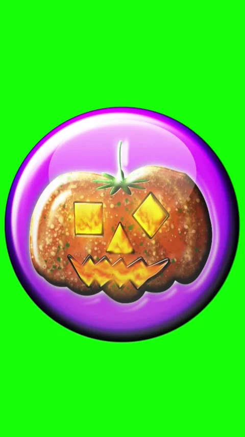 3D Halloween button with green background version 1 스톡 동영상 293022056