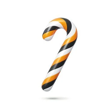 3D Halloween candy cane with twisted spiral shape Stock Illustration