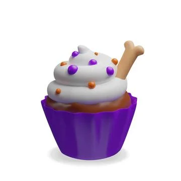 3D Halloween cupcake Stock Illustration
