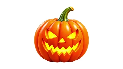 3D Halloween Jack O Lantern Pumpkin Animation on White Background Vídeo Stock 345733805