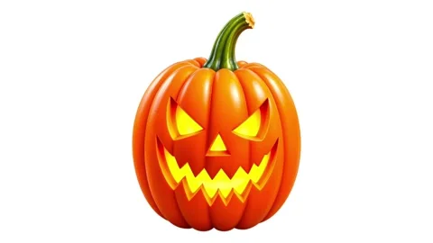 3D Halloween Jack O Lantern Pumpkin Animation on White Background Stock Footage 345734073