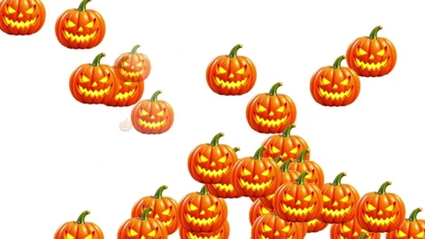 3D Halloween Jack O Lantern Pumpkin Animation on White Background Stock Footage 345734075