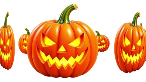3D Halloween Jack O Lantern Pumpkin Animation on White Background Stock Footage 345734085