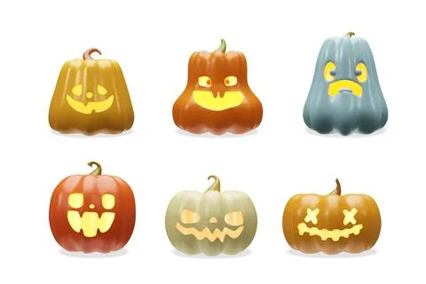 3d Halloween pumpkin set 2 Stock Illustration