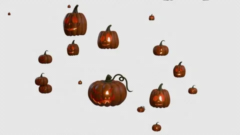 3d halloween pumpkins floating alpha Stock Footage 344307278