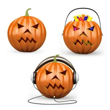 3d halloween pumpkins Stock Illustration