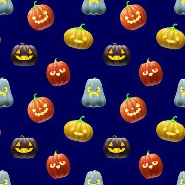 3d Halloween pumpkins pattern. Stock Illustration