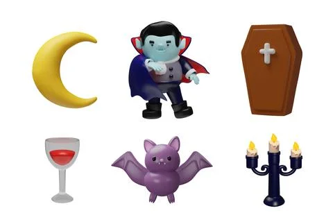 3D Halloween vampire set Stock Illustration