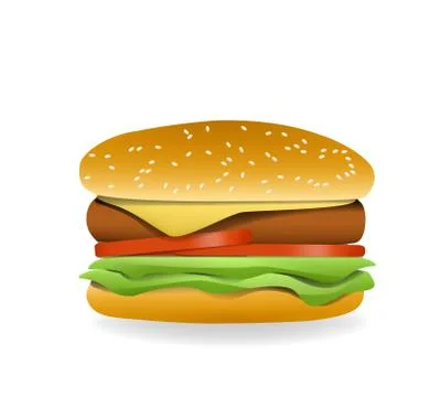 3D Hamburger, side view, vector Stock Illustration