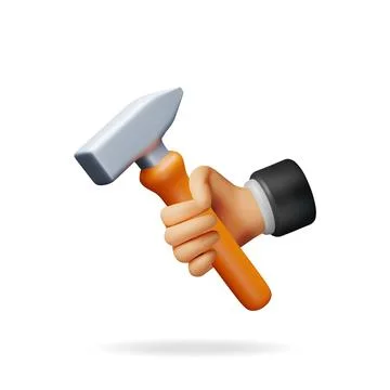 3d Hammer Tool in Hand Isolated Stock Illustration