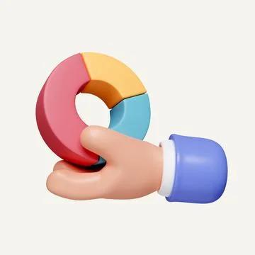 3d hand and pie chart with graphs. colorful financial. Concept of control of Stock Illustration
