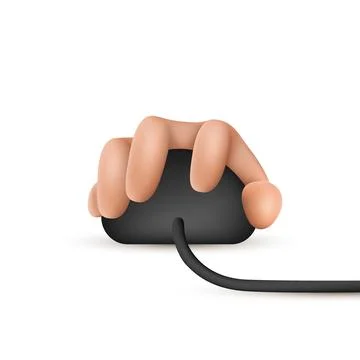 3d hand on computer mouse isolated on white background Stock Illustration