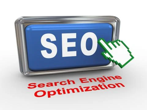 3d hand cursor and seo button Stock Illustration