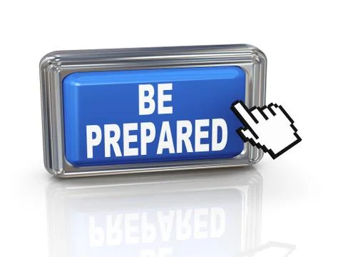 3d hand cursor button - be prepared Stock Illustration