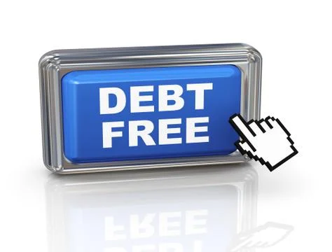 3d hand cursor button - debt free Stock Illustration