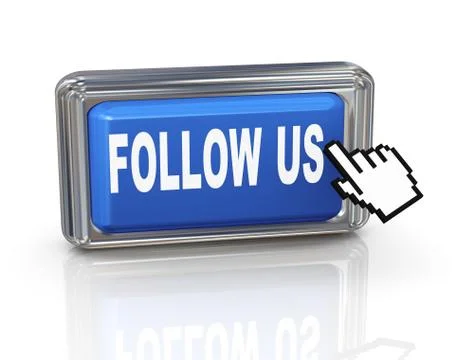 3d hand cursor button - follow us Stock Illustration