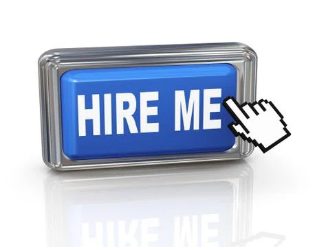 3d hand cursor button - hire me Stock Illustration