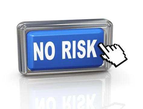 3d hand cursor button - no risk Illustrazione stock