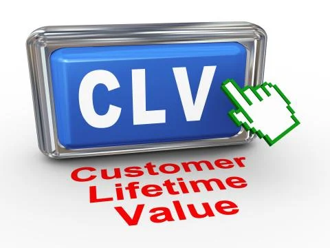 3d hand cursor - clv - customer lifetime value button Stock Illustration