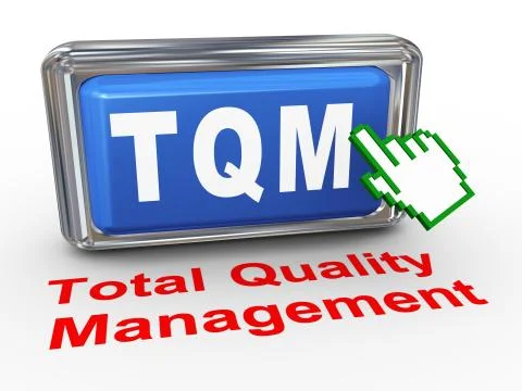 3d hand cursor - tqm button Illustrazione stock