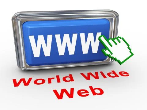 3d hand cursor www button Stock Illustration