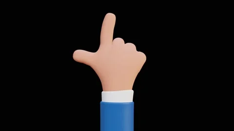3D hand gesture animation pack on black screen. Actions click, tap, double tap Stock Footage 235825731