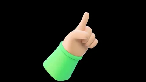 3d hand gesture with pointing finger and tapping animation on black background Stock Footage 333727281